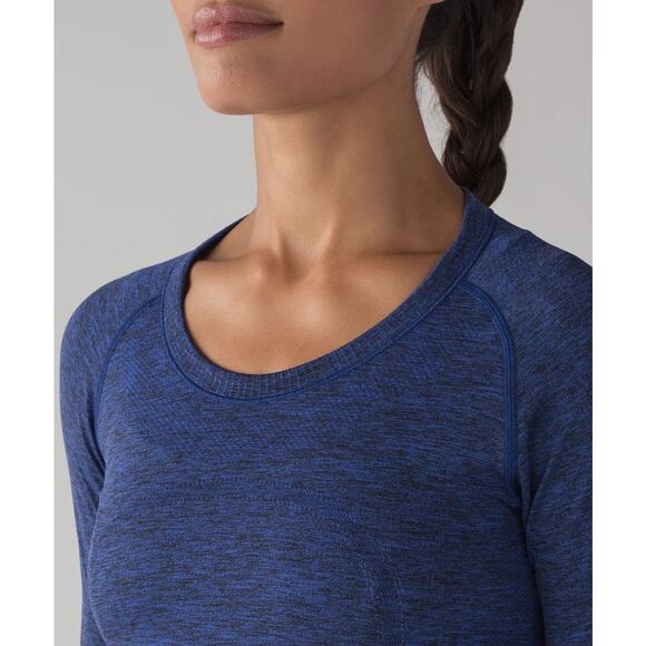 LULULEMON Swiftly Tech Long Sleeve Blazer Blue Black Crew Neck Running Women's 6 - Picture 8 of 13